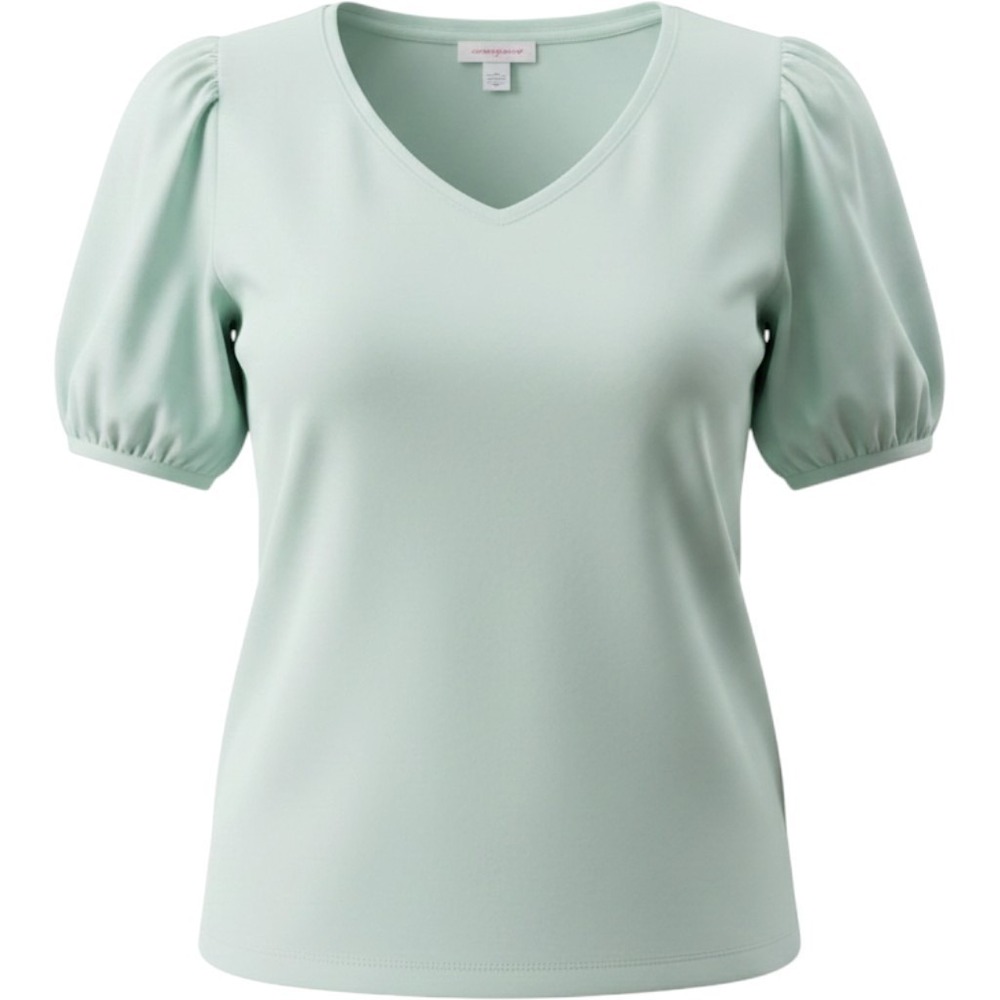 A New Day T-Shirt Womens Small‎ Mint Excellent Puff Sleeve V-Neck